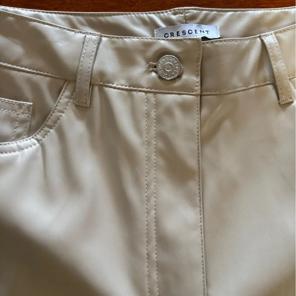 Crescent Beige Faux Leather Pants NWOT Y2K 90s Minimalist